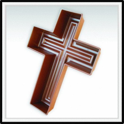 Pflanzschale Kreuz, Pflanzkreuz aus braunen Kunststoff, 50 cm